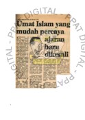 Umat Islam Yang Mudah Percaya Ajaran Baru Dikesali (24/1/1979 - Utusan Malaysia)