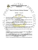 Rise In Chronic Kidney Disease (21/05/2023 - The STAR)