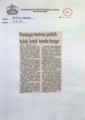 Peniaga Terima Padah Tidak Letak Tanda Harga (06/11/2003 - Harian Metro)