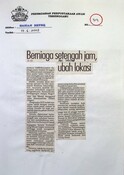 Berniaga Setengah Jam, Ubah Lokasi (13/06/2003 - Harian Metro)