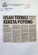 Usah Terbeli Kereta Potong (17/06/2003 - Harian Metro)