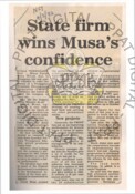 State Firm Wins Musas Confidence (04/03/1982- New Straits Times)