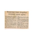 Masyarakat Islam Diingatkan Mendekati Ajaran Agama (19/03/1979 - Berita Harian)