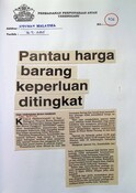 Pantau Harga Barang Keperluan Ditingkat (16/09/2005 - Utusan Malaysia)