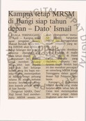 Kampus Tetap MRSM Di Bangi Siap Tahun Depan (23/4/1989-Utusan Malaysia)