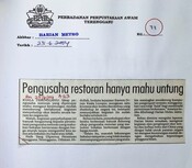 Pengusaha Restoran Hanya Mahu Untung (25/06/2004 - Harian Metro)