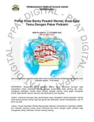 Portal Khas Bantu Pesakit Mental, Buat Janji Temu Dengan Pakar Psikiatri (05/10/2023-Berita Harian)