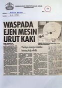 Waspada Ejen Mesin Urut Kaki ( 3/5/2003-Harian Metro)