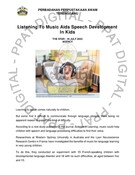 Listening To Music Aids Speech Development In Kids (16 July 2023-The Star)