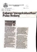 Cabaran Mengeksklusifkan Pulau Redang (31/10/2010 - Sinar Harian)