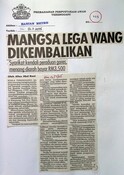 Mangsa Lega Wang Dikembalikan (13/07/2005 - Harian Metro)