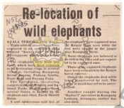 Re-location Of Wild Elephants (15/03/1985- New Straits Time)