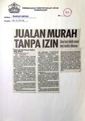 Jualan Murah Tanpa Izin (15/09/2004 - Harian Metro)